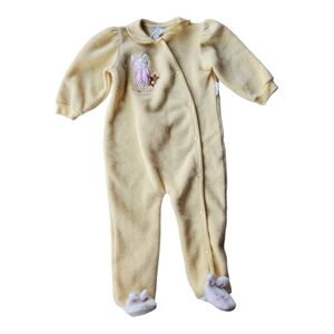 Vintage Vitamins Baby One-piece Sleeper Footie Pajamas Yellow Fleece 18M